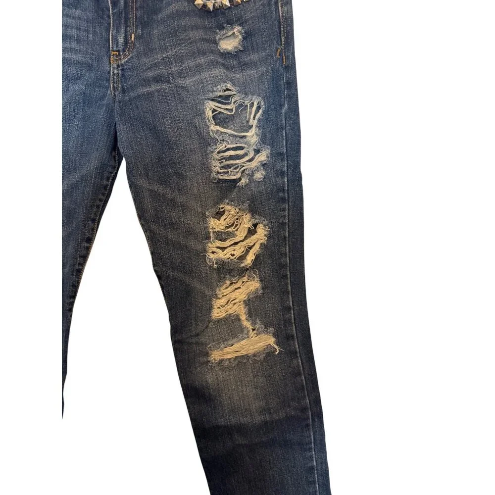 Hollister Womens Distressed Studded Pocket Jeans Size 8 W29 Blue Denim Cotton - Picture 5 of 8